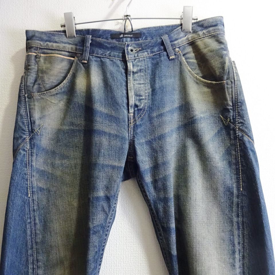 ジョンブル ツイストジーンズ W87cm テーパード セルビッジ 藍青 日本