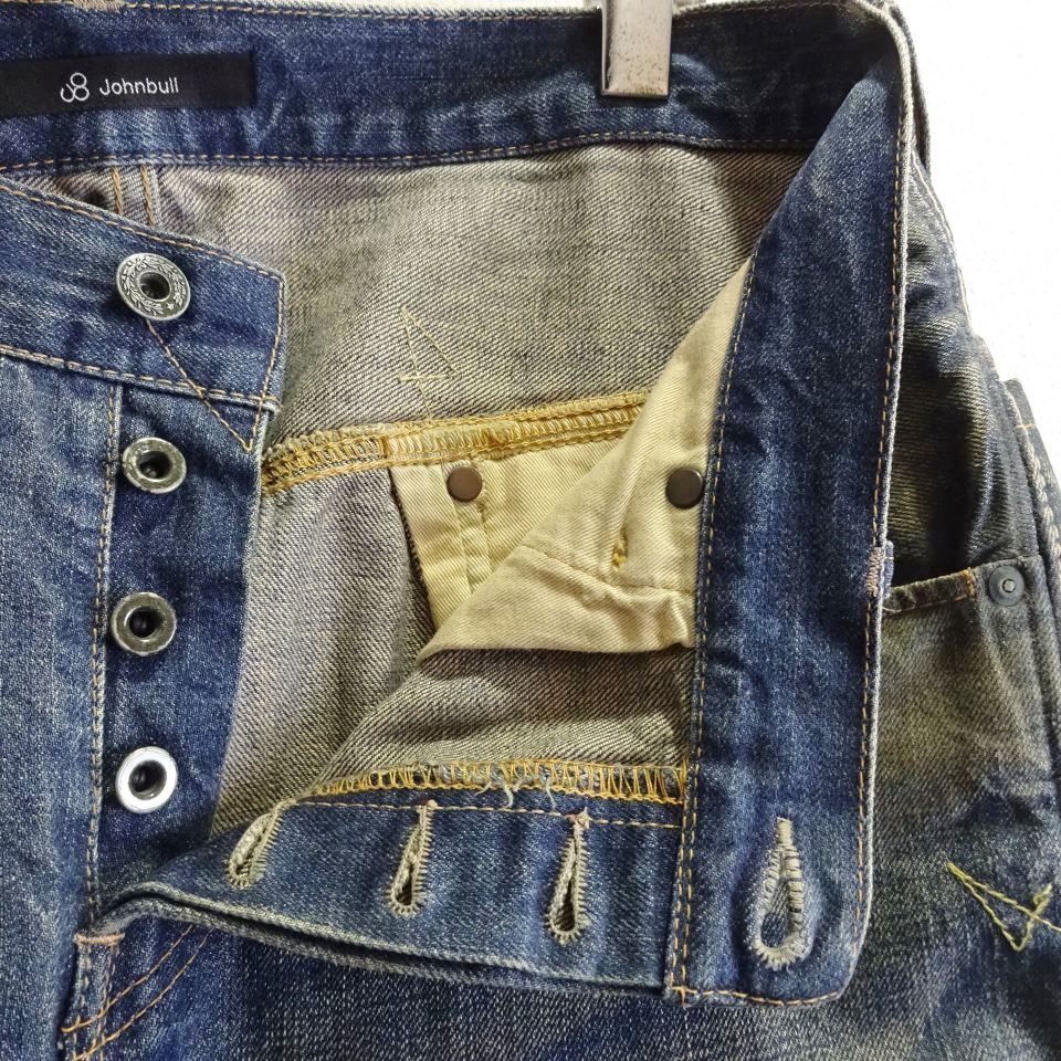 ジョンブル ツイストジーンズ W87cm テーパード セルビッジ 藍青 日本