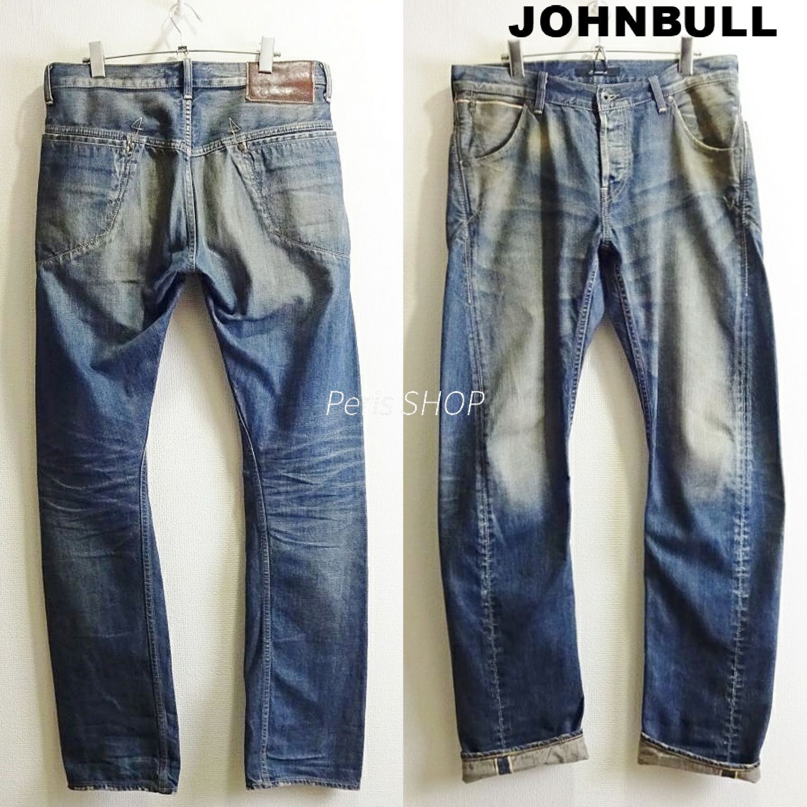 ジョンブル ツイストジーンズ W87cm テーパード セルビッジ 藍青 日本