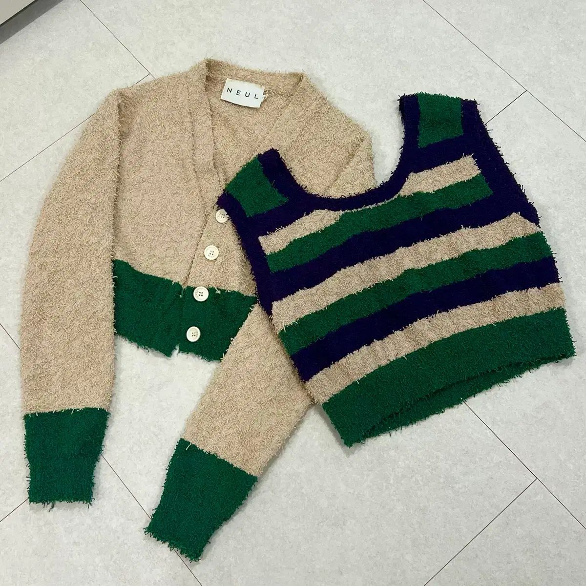 S NEUL PIG TAIL ニットカーディガン ベスト セット