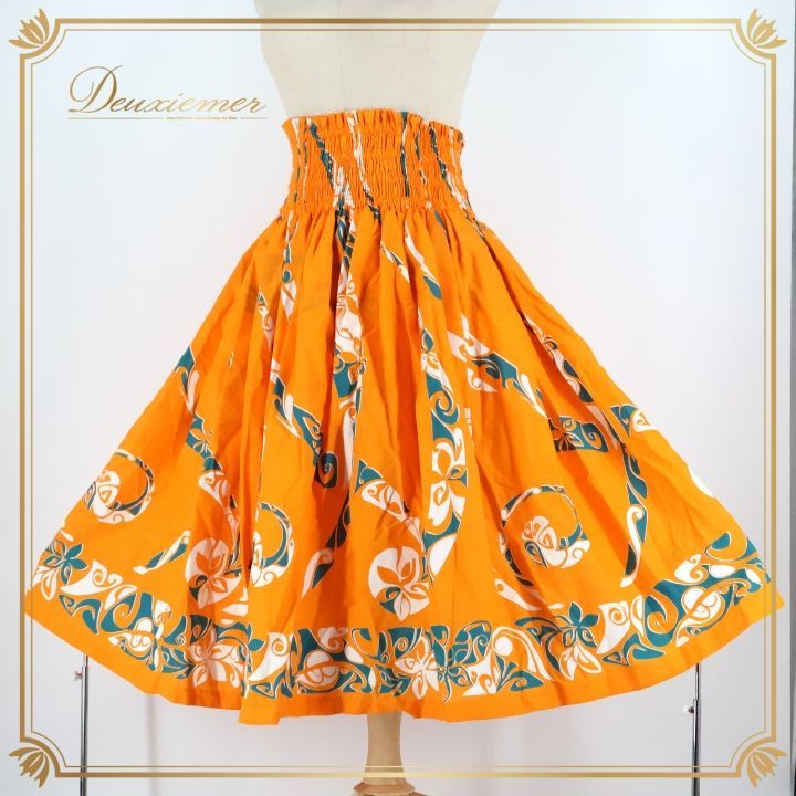 フラダンス 衣装 パウスカート オレンジ系 カパリリ 日本製 ハワイアン