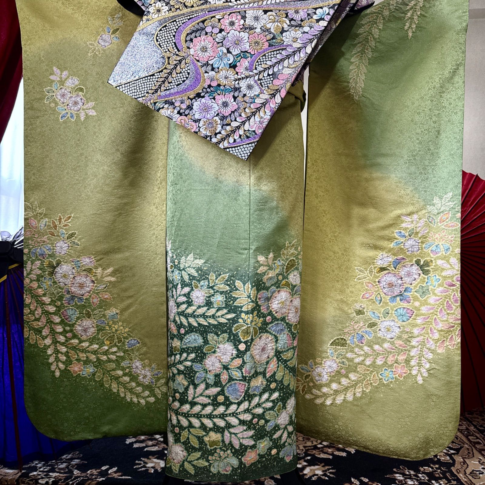 振袖フルセット、正絹辻が花振袖セット、重ね衿、帯揚げ帯締め、帯、長襦袢、落款Z 振袖フルセット、正絹辻が花振袖セット、重ね衿、帯揚げ帯締め、帯