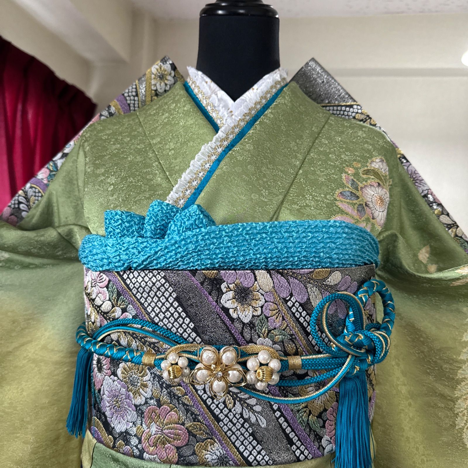 振袖フルセット、正絹辻が花振袖セット、重ね衿、帯揚げ帯締め、帯、長襦袢、落款Z 振袖フルセット、正絹辻が花振袖セット、重ね衿、帯揚げ帯締め、帯