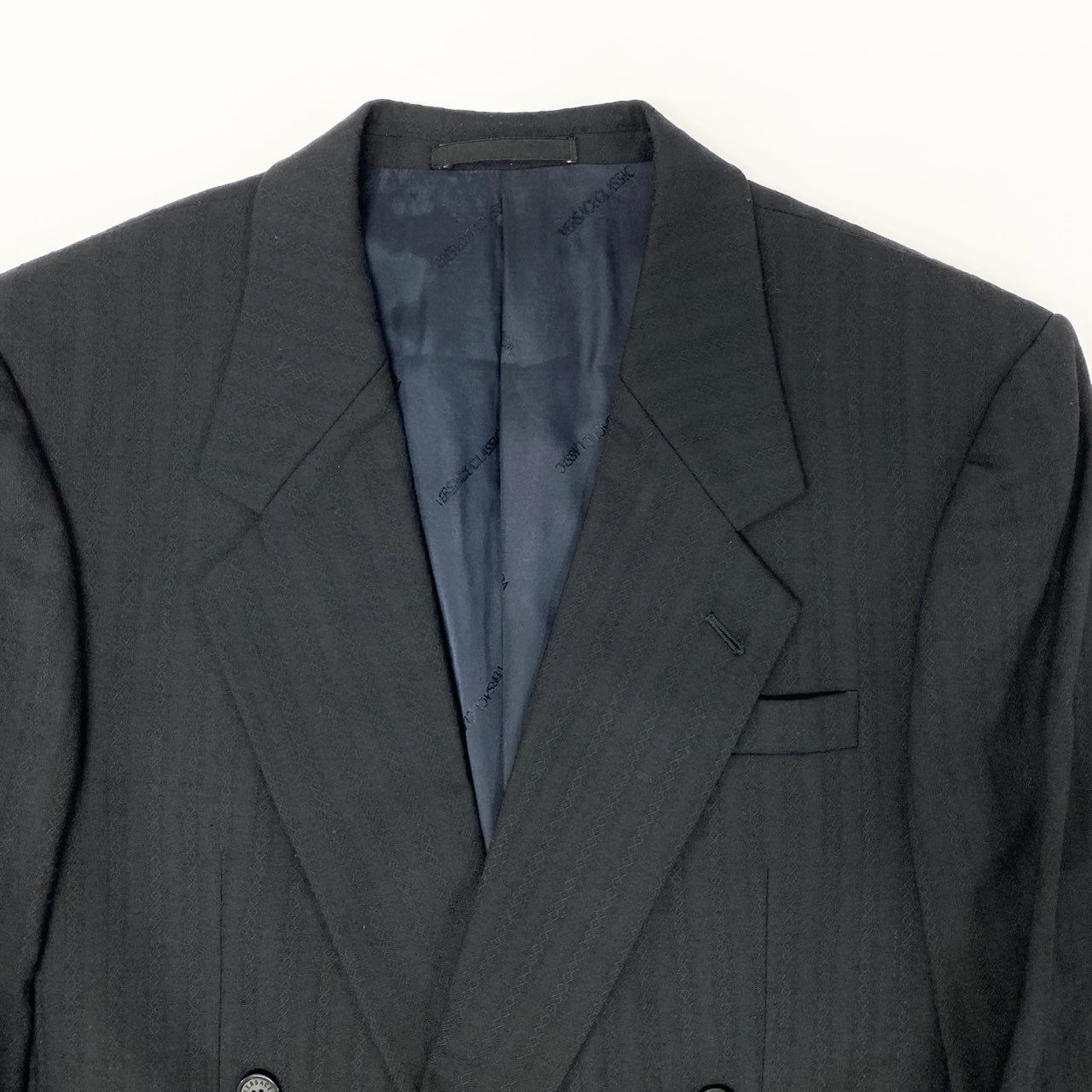 Versace classic セットアップスーツ ダブル C276 VERSACE】ヴェルサーチ wool × polystripe double set suit ウール