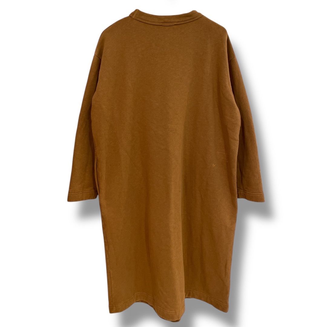 45 R フォーティファイブアール 裏毛のドレス ワンピース スウェット 裏毛 ジンバブエコットン キャメル フリーサイズ レディース 冬 ゴーゴー古着セントラルパー NO 1545