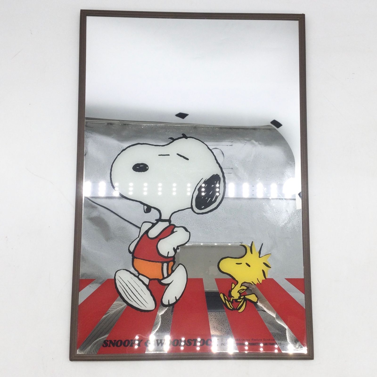 11448 【当時物】スヌーピー パブミラー 「ジョギング」 約46cmX30