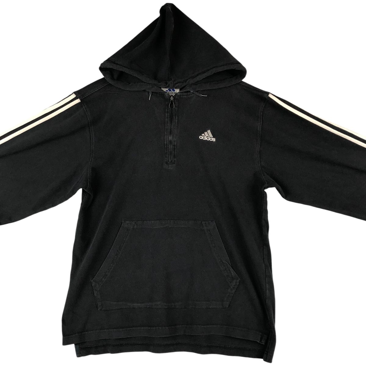 アディダス adidas ハーフジップ パーカー スウェット ブラック 古着 