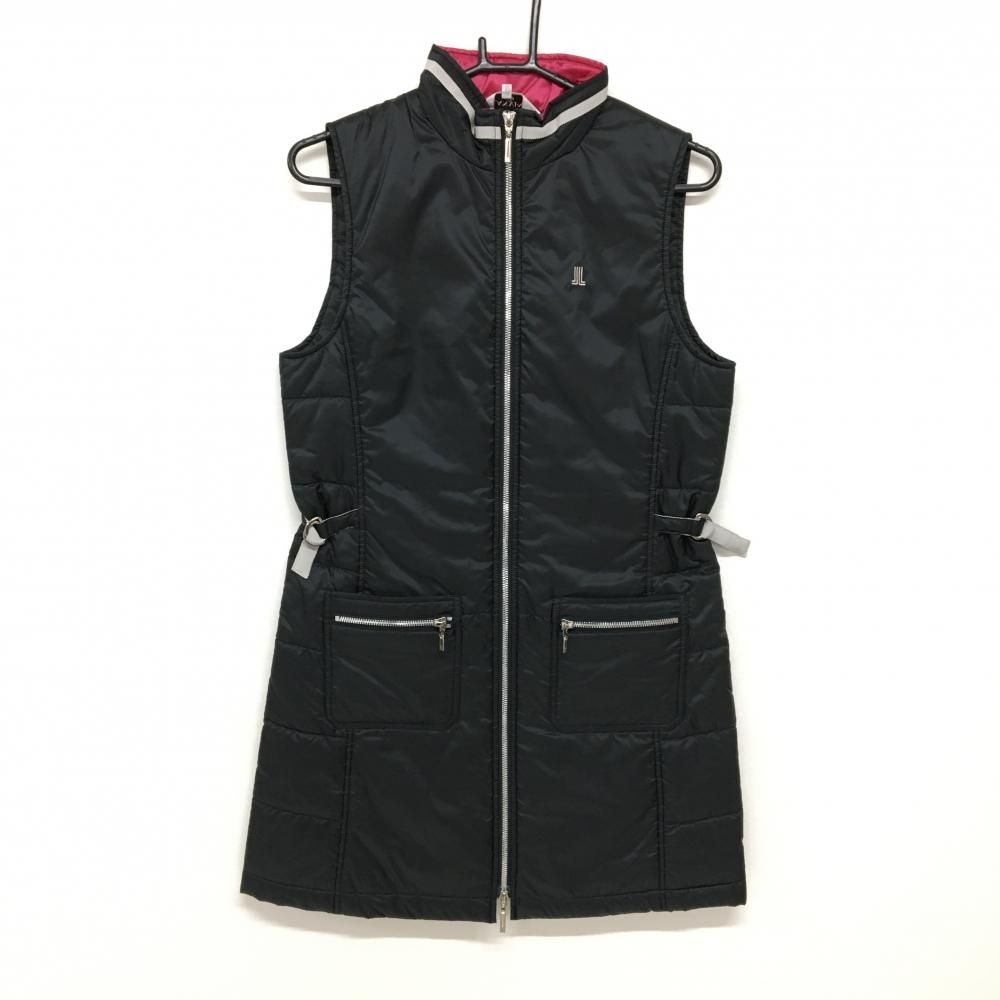 ランバンスポール ワンピース ノースリーブ ブラック ゴルフ バックジップ 超美品】ランバンスポール 中綿ノースリーブワンピース 黒 ロゴ