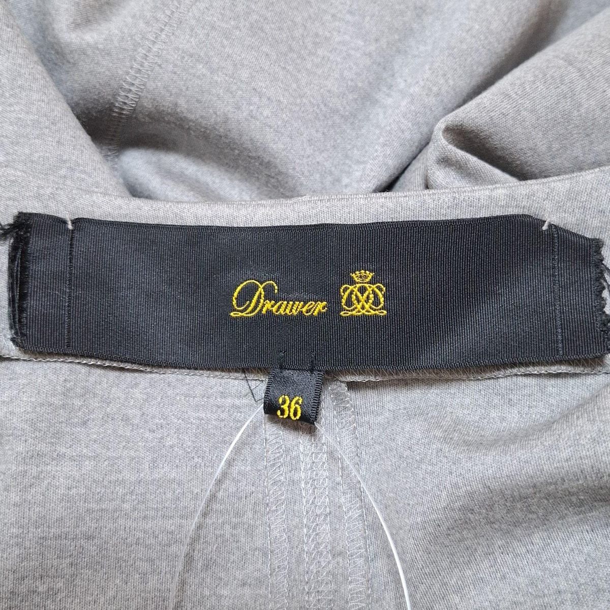  Drawer ドゥロワー ワンピース サイズ36 S レディース グレー Vネック 半袖 ひざ丈 その他 ワンピース
