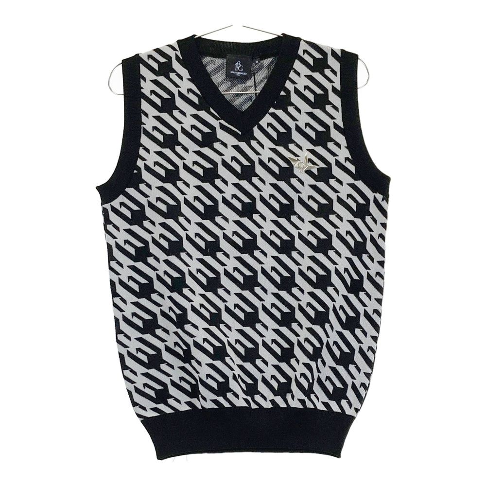 S【未使用品】1PIU1UGUALE3　GOLF ニットベスト 定価46200円 サイズ：3 1PIU1UGUALE3 GOLF GRK029 ニットベスト 千鳥 ブラック系