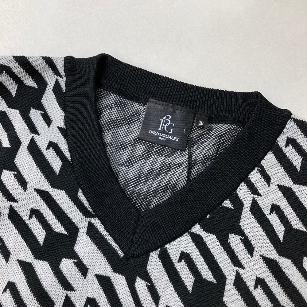 サイズ：3 1PIU1UGUALE3 GOLF GRK029 ニットベスト 千鳥 ブラック系