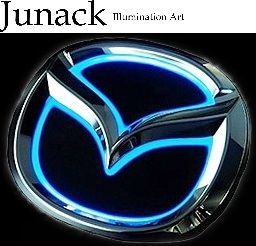 M s MAZDA CX 60 2025 09 Junack リア リヤ LEDトランスエンブレム スリムライン ブルー 青 ジュナック パーツ 部品 外装 カスタム 発光 光る マツダマーク LTE MZ 4