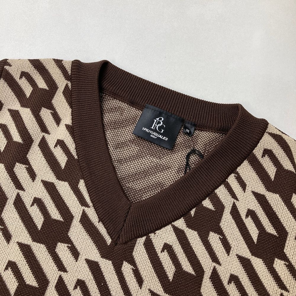 サイズ：3 1PIU1UGUALE3 GOLF GRK029 ニットベスト 千鳥 ベージュ系