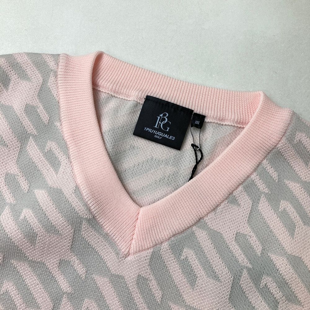 サイズ：3 1PIU1UGUALE3 GOLF GRK029 ニットベスト 千鳥 ピンク系