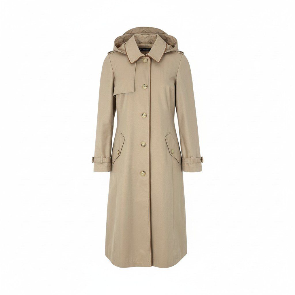 51Ⅼ2 LAUREN RALPH ローレン ラルフローレン トレンチコート ロングコート フード取り外し可 2 way レザーパイピング 裏地総柄 レディース L ベージュu 02 t