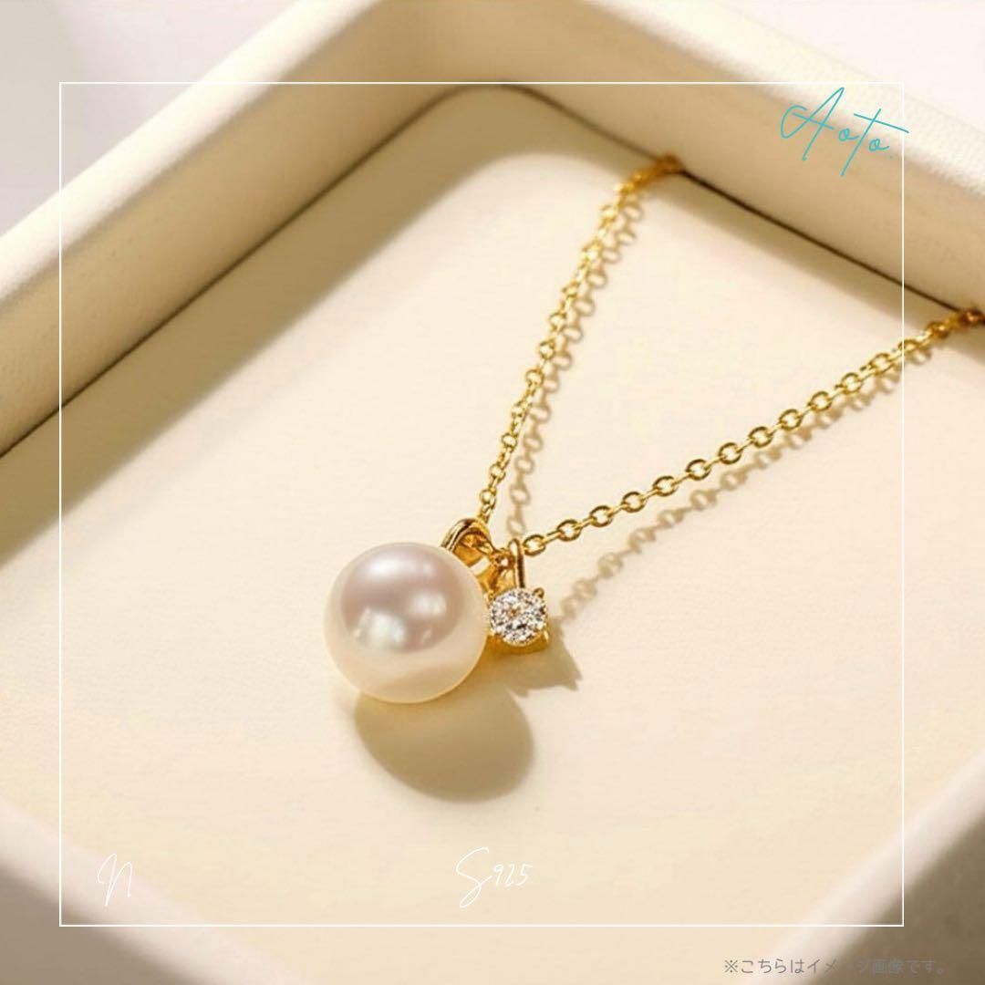 淡水パール×ダイヤ】上品ネックレス SV925 K18コート 金属アレルギー 