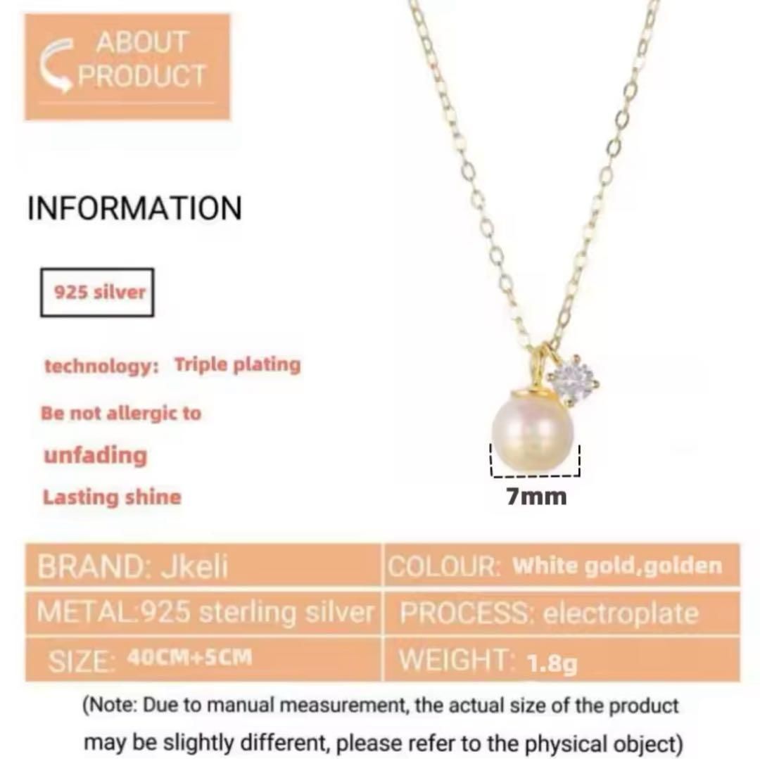 淡水パール×ダイヤ】上品ネックレス SV925 K18コート 金属アレルギー 