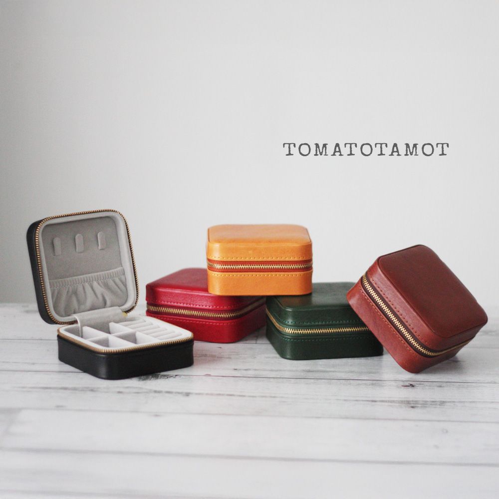 本革 アクセサリーケース スクエア ジュエリーボックス 携帯用 持運び