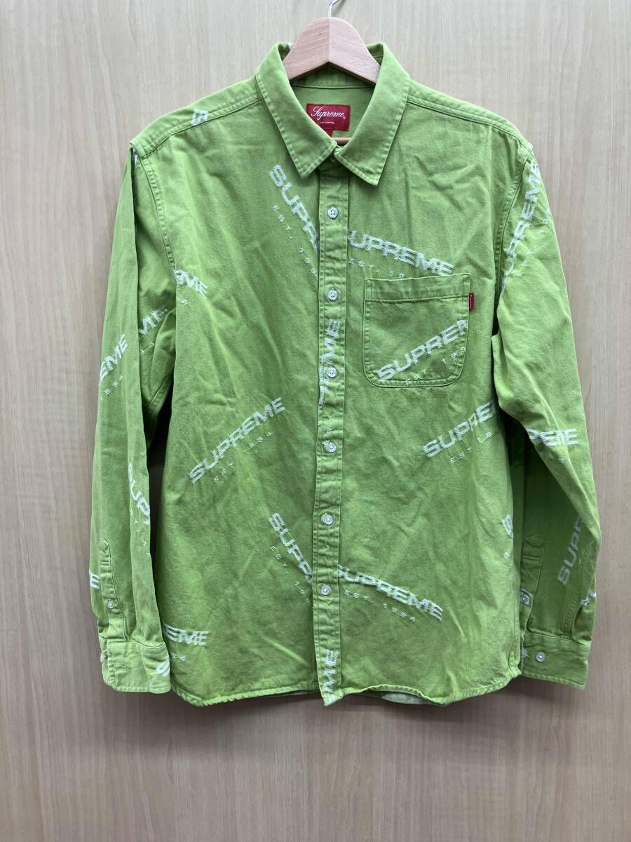 【SUPREME】ジャガードデニムシャツ Lサイズ グリーン SUPREME シュプリーム JACQUARD DENIM SHIRT 17AW ジャガードデニム
