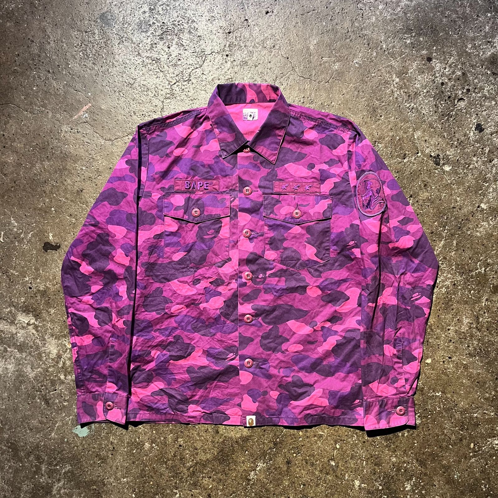 A BATHING APE 90s パープルカモフィールドシャツ アベイシングエイプ