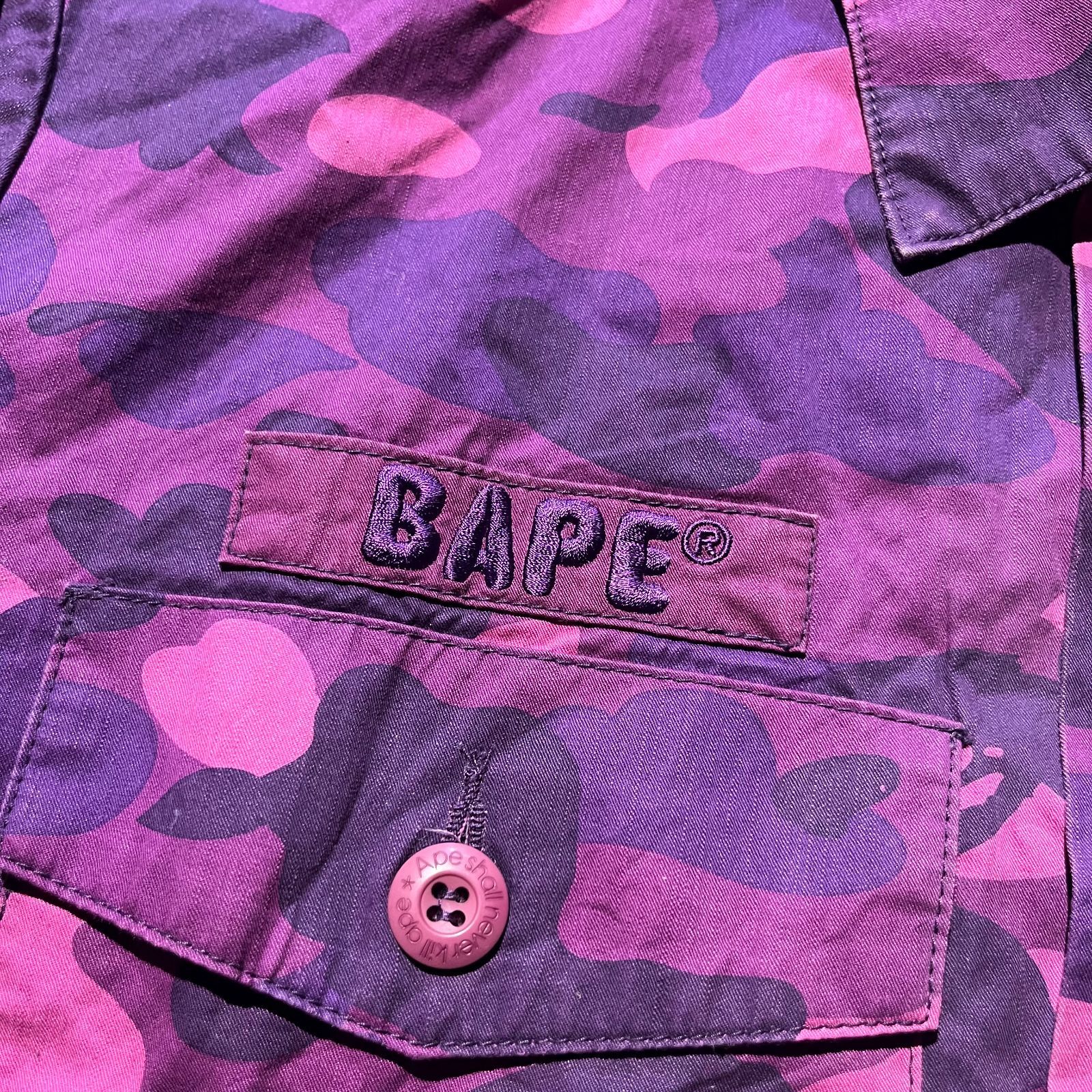 A BATHING APE 90s パープルカモフィールドシャツ アベイシングエイプ