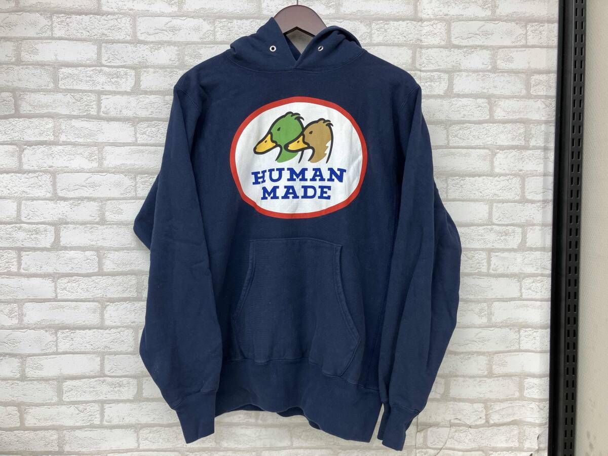 HUMAN MADE ダック グラフィック パーカー M ネイビー HUMAN MADE ヒューマンメイド ダックプリント カモ メンズ Mサイズ