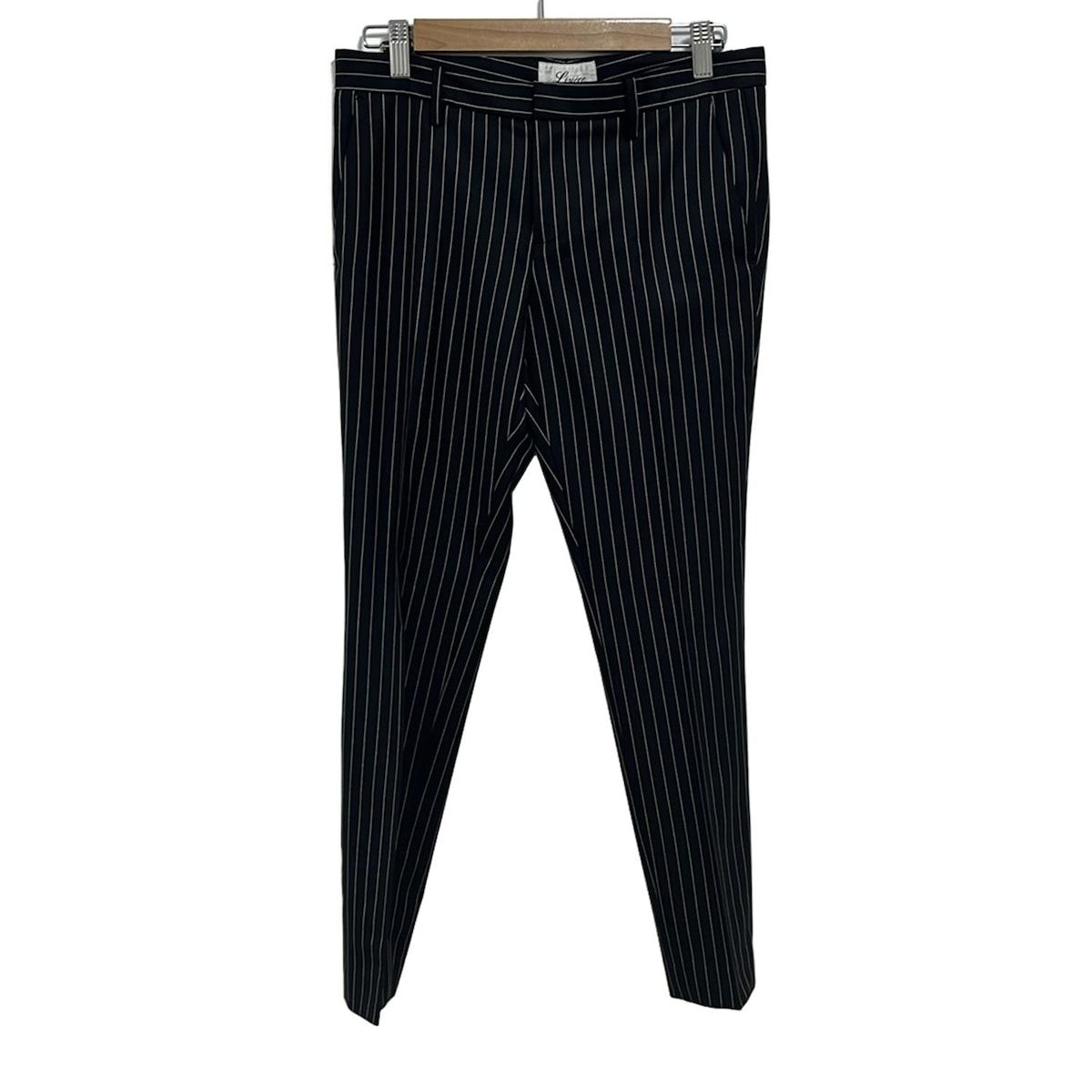 Lisiere リジェール パンツ サイズ34 S レディース 黒 ライトグレー フルレングス ストライプ