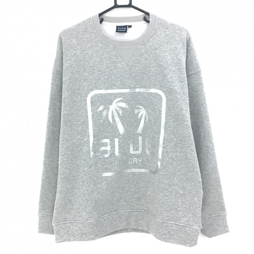 ムータマリン トレーナー 杢グレー シルバー 裏起毛 スウェット 後ろ一部ボア メンズ 5 M ゴルフウェア muta