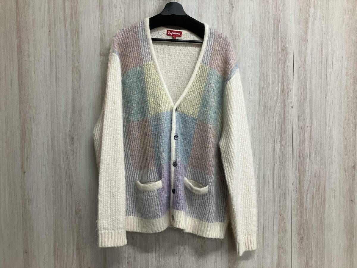 Supreme シュプリーム 22 SS Brushed Grid Cardigan ニット カーディガン XLサイズ オフホワイト系