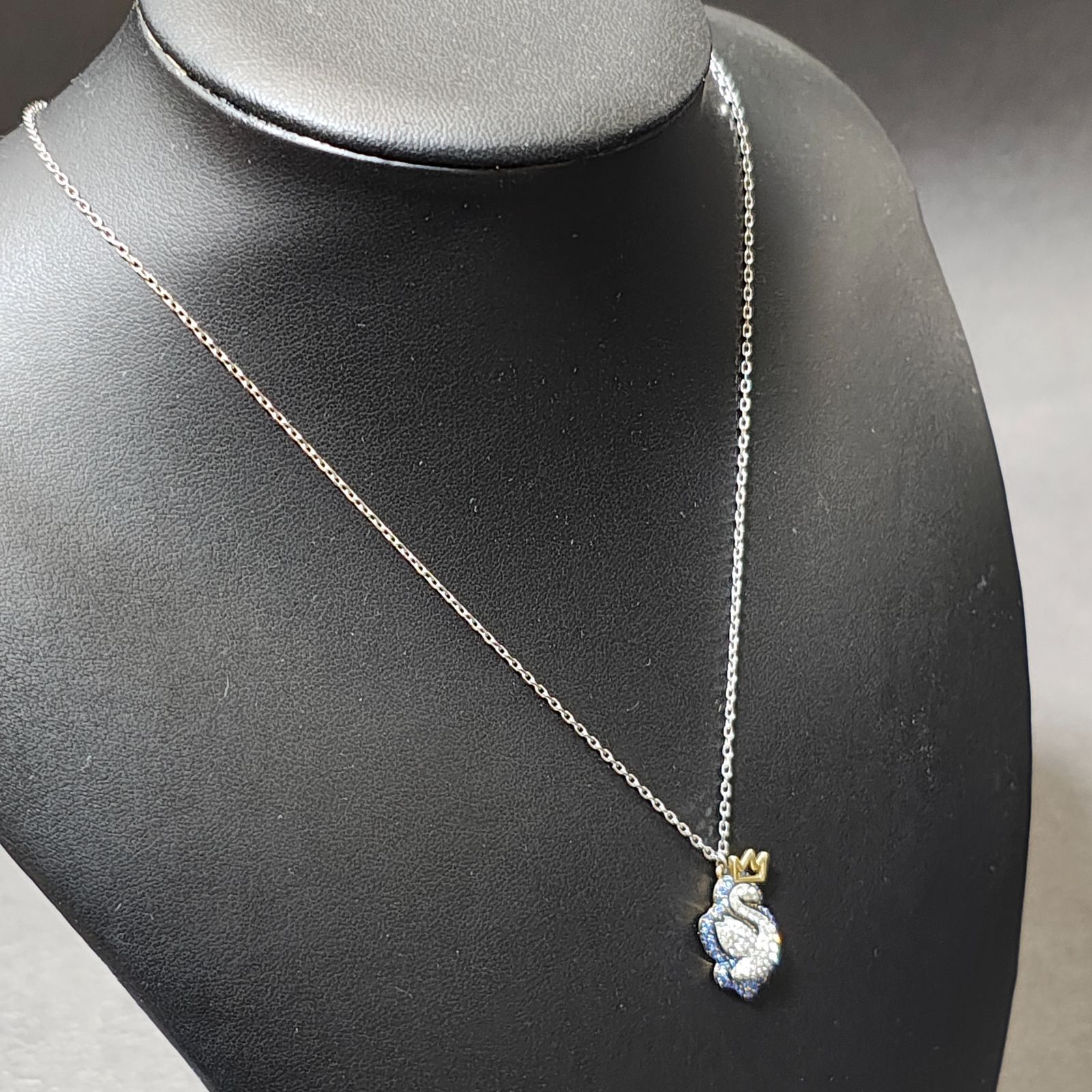 Swarovski スワロフスキー スワン ネックレス ブルー シルバー - メルカリ
