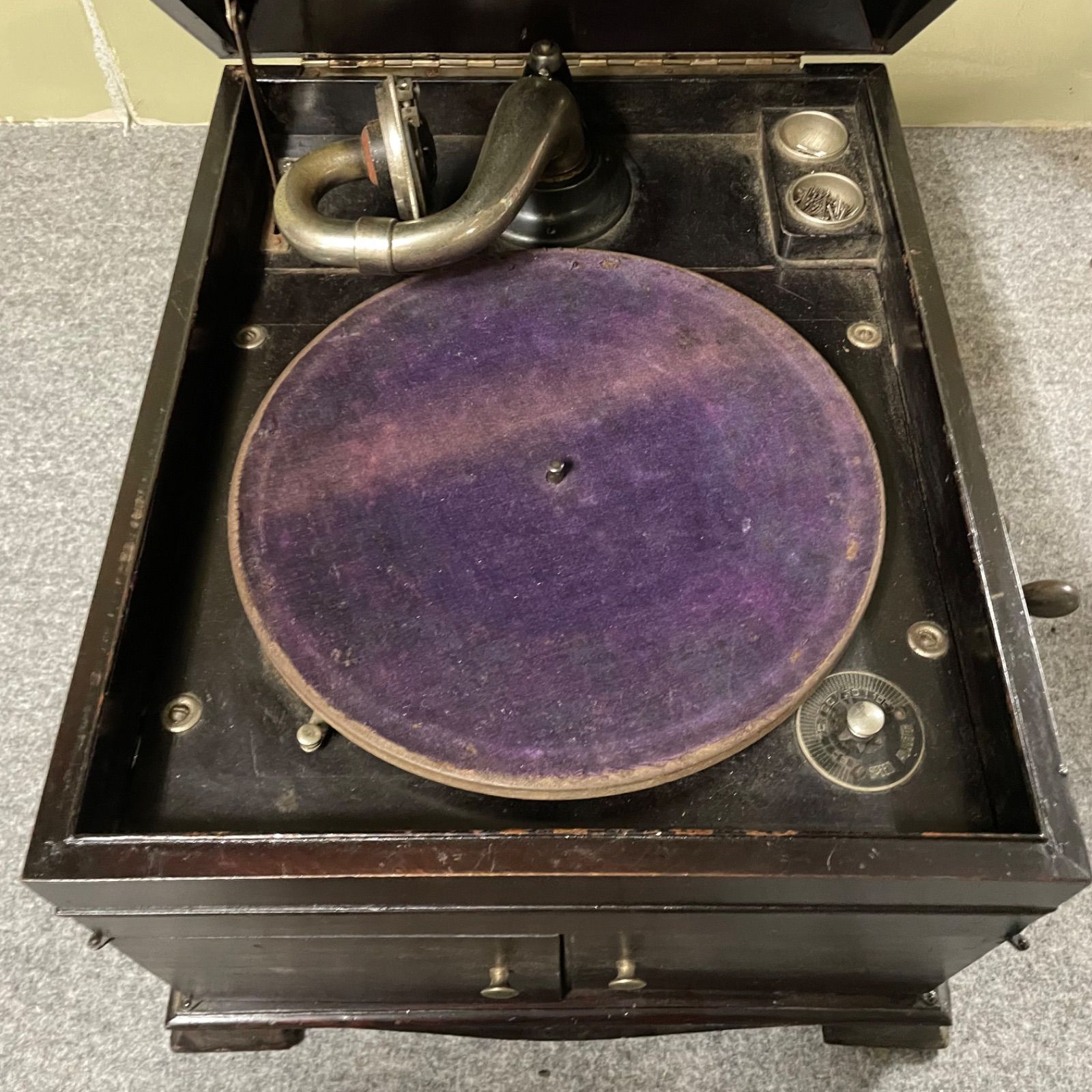 ♭ アンティーク 手回し 蓄音機 レコードプレーヤー 部品取り ジャンク 