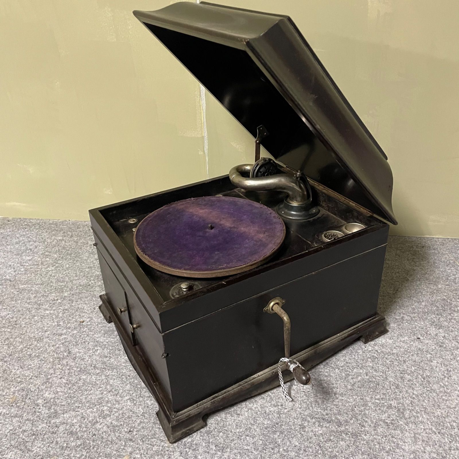 ♭ アンティーク 手回し 蓄音機 レコードプレーヤー 部品取り ジャンク 