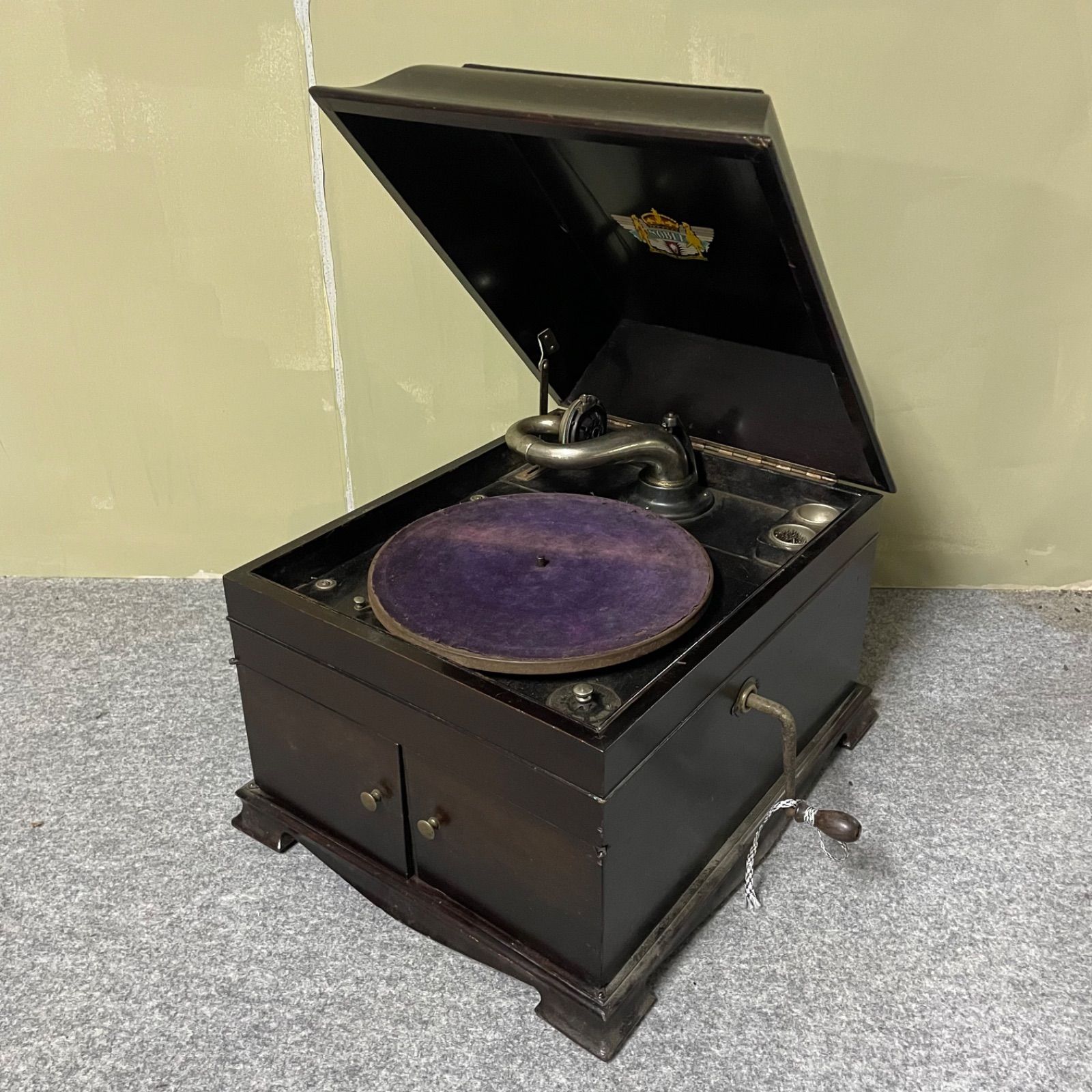 ♭ アンティーク 手回し 蓄音機 レコードプレーヤー 部品取り ジャンク 