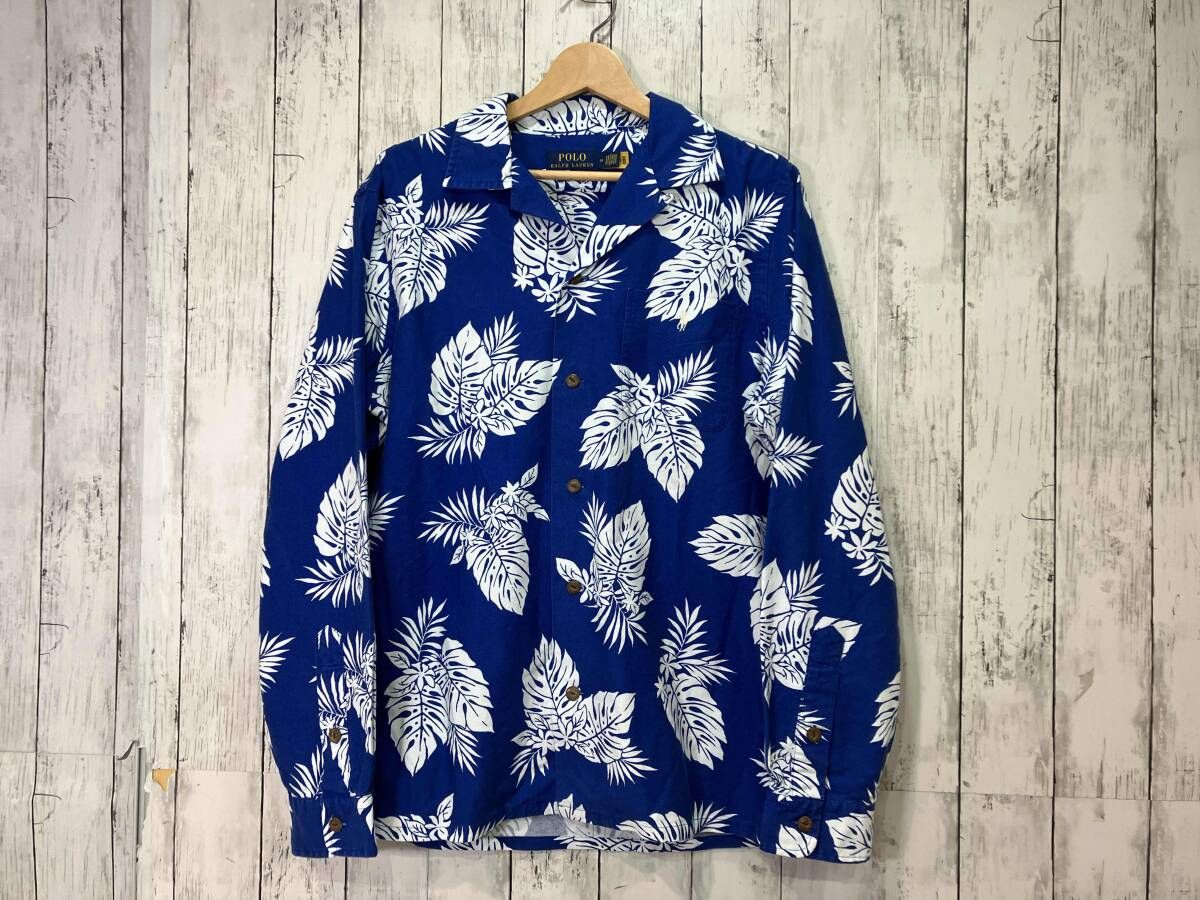 Ralph Lauren ラルフローレン 長袖シャツ アロハシャツ blue ブルー M