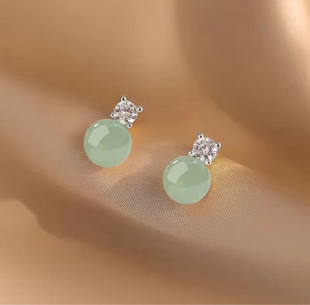 天然翡翠 ピアス】S925 プラチナコーティング／K18コーティング 選べる