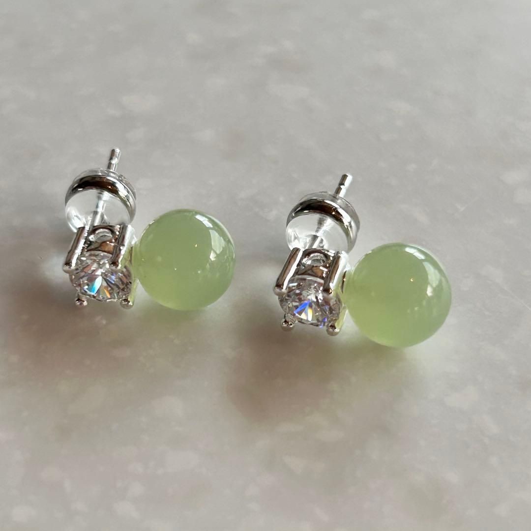 天然翡翠 ピアス】S925 プラチナコーティング／K18コーティング 選べる