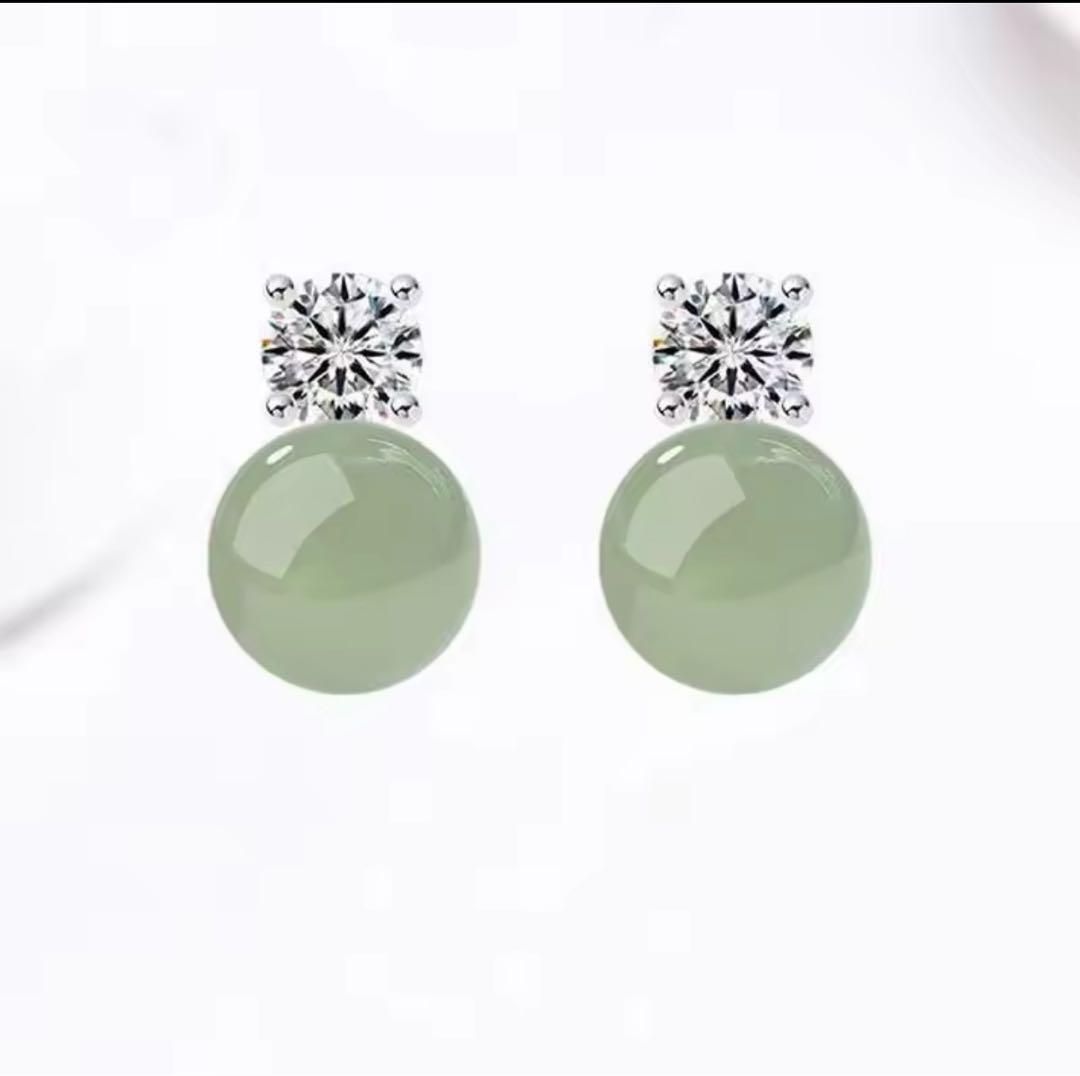 天然翡翠 ピアス】S925 プラチナコーティング／K18コーティング 選べる