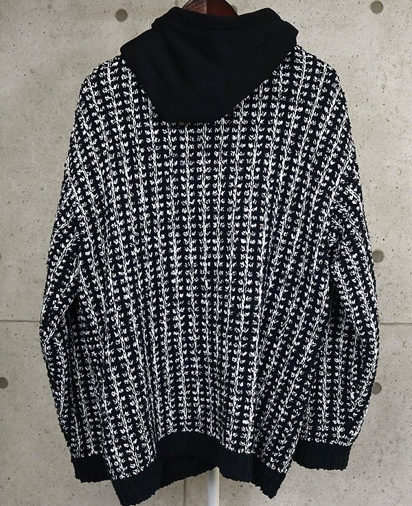 ヴァレンティノ フード付き ニット カーディガン メンズ size M 黒 白 101281