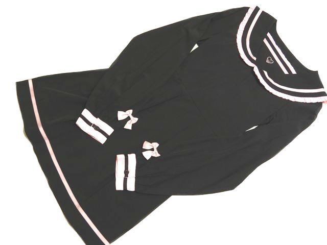 C 51 ililil さきまるちゃん コラボ セーラー ワンピース S ブラック ピンク リボン イルイルイル 7 K