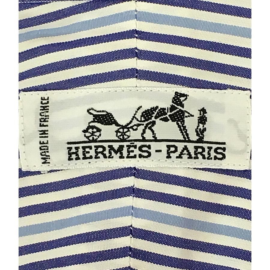 00s HERMES セリエボタンストライプシャツ サイズ41 ストライプ柄