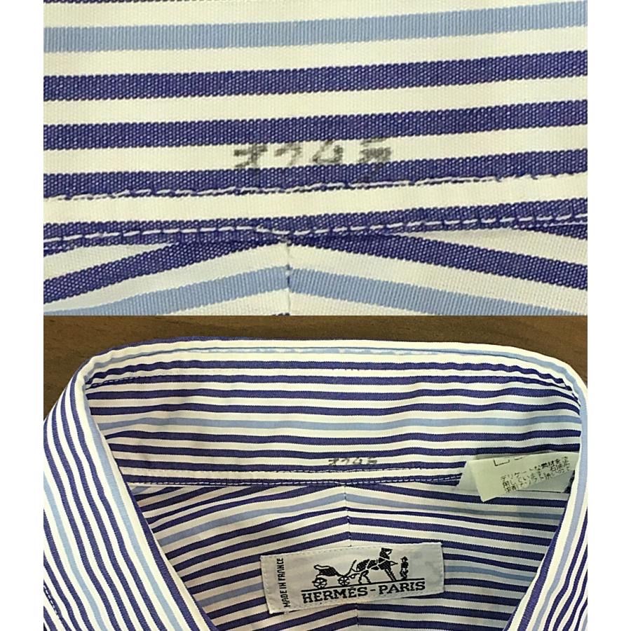 00s HERMES セリエボタンストライプシャツ サイズ41 ストライプ柄