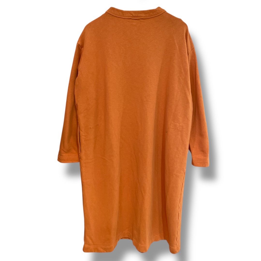 45 R フォーティファイブアール 裏毛のドレス ワンピース スウェット 裏毛 ジンバブエコットン オレンジ フリーサイズ レディース 冬 ゴーゴー古着セントラルパー NO 1545