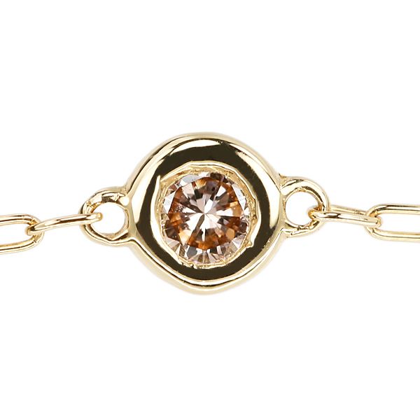 ブラウンダイヤモンド ブレスレット K18イエローゴールド ステーション