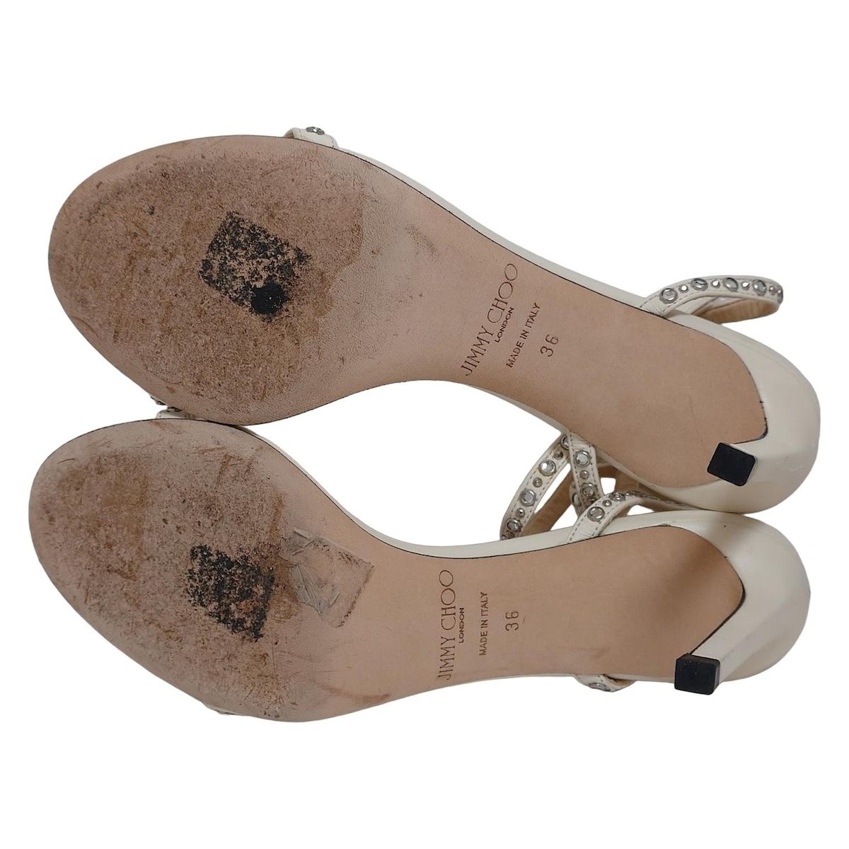JIMMY CHOO(ジミーチュウ) サンダル 36 レディース - 白 スタッズ