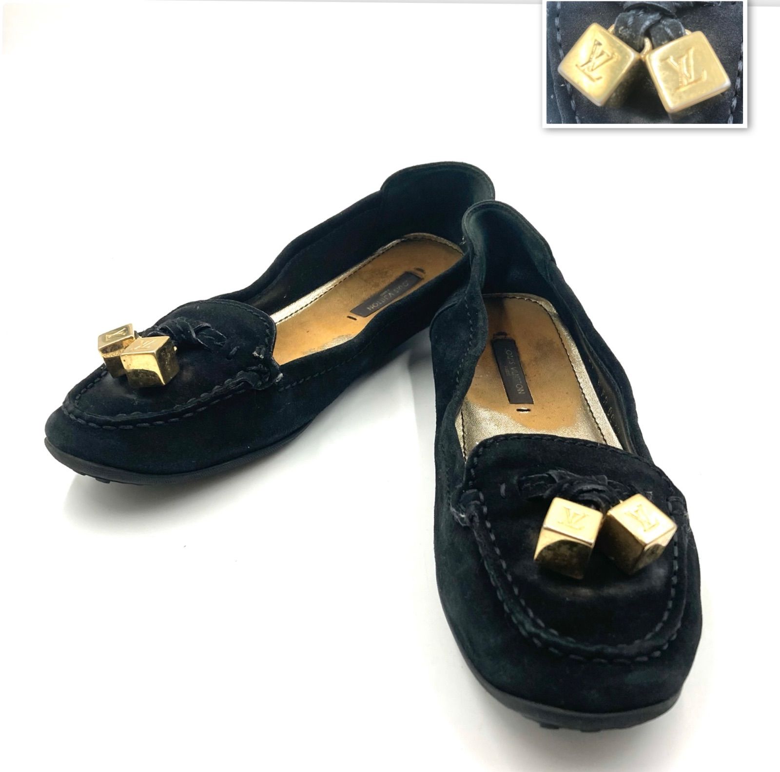 LOUIS VUITTON ルイヴィトン キューブチャーム付き フラットシューズ