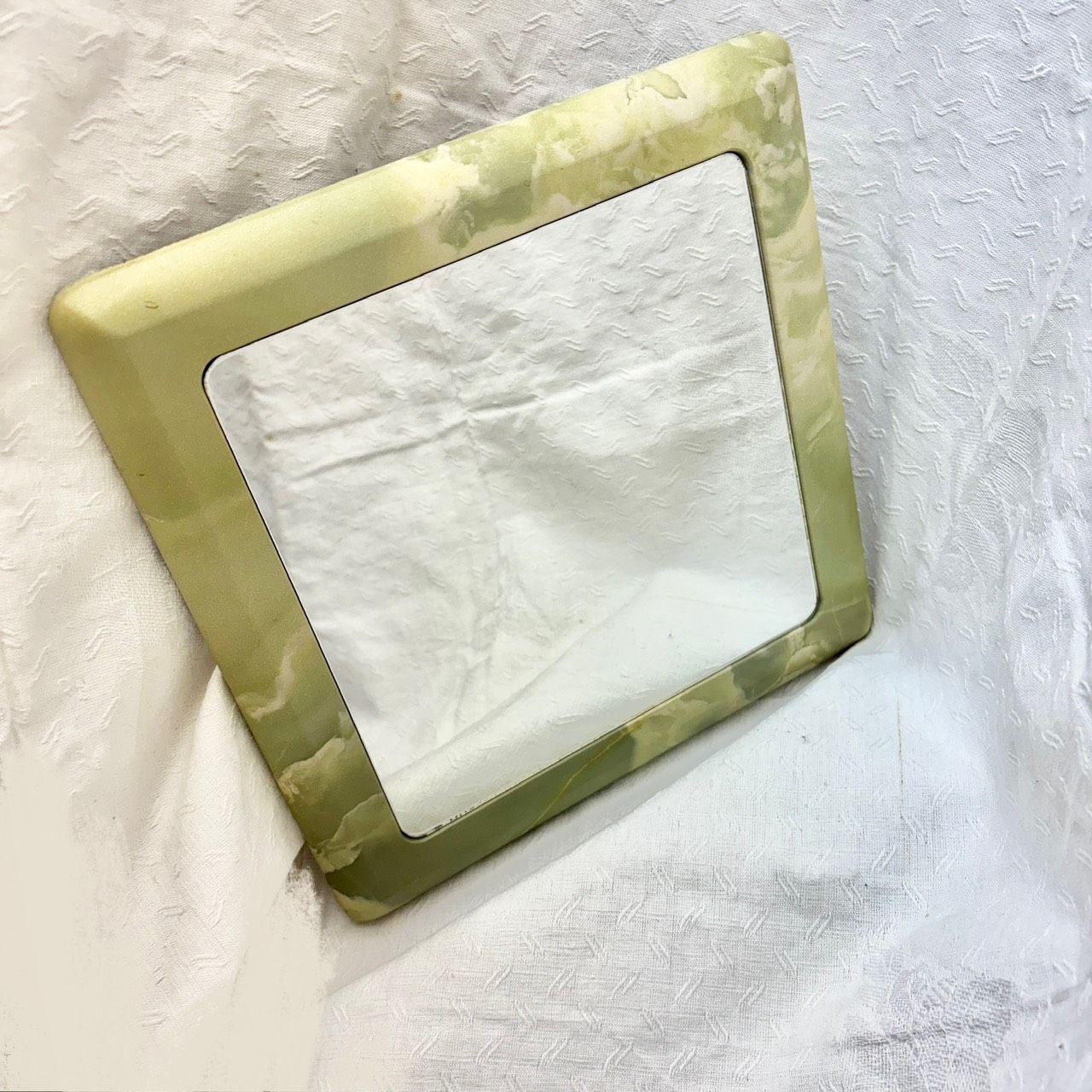 269 鏡 卓上ミラー レトロ デザイン マーブル 25ｘ25㎝ スクエア 四角 大理石風