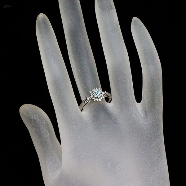 Pt900 パライバ トルマリン ダイヤモンド リング 0.18ct フラワー