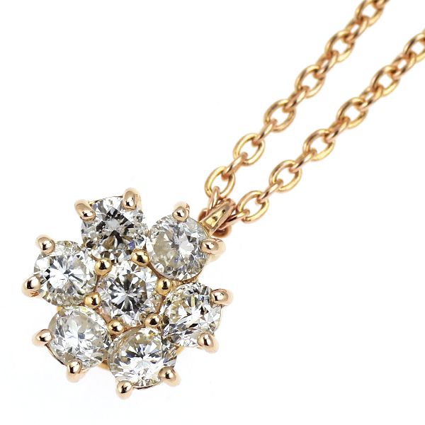 K18PG ダイヤモンド ペンダントネックレス 0.28ct フラワー - メルカリ