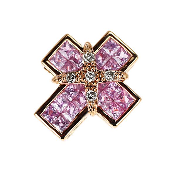 レ・エッセンシャル K18PG ピンク サファイア ダイヤモンド ペンダント