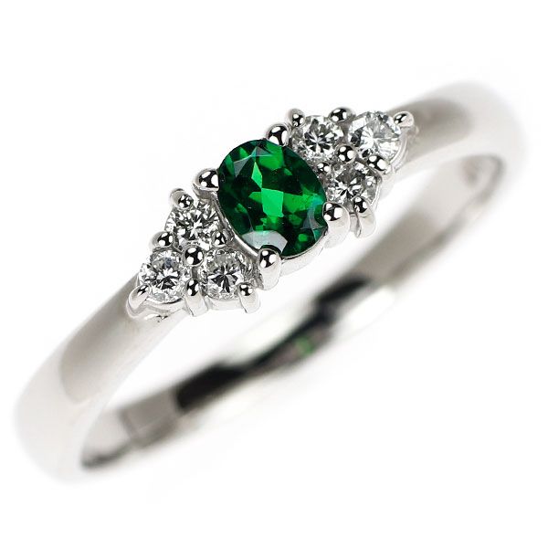 Pt900 グリーン ガーネット ダイヤモンド リング D0.12ct - メルカリ